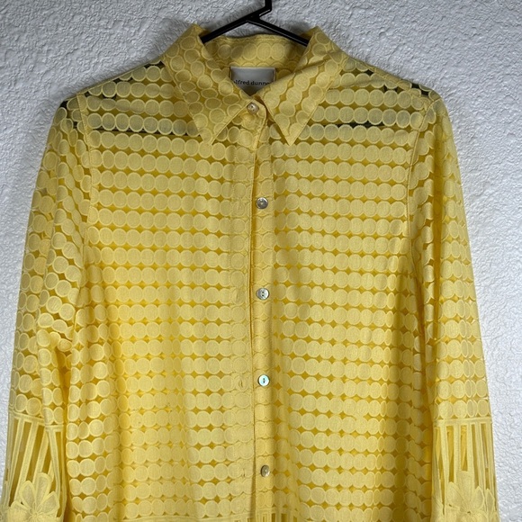 Alfred Dunner Women’s yellow button-down blouse long sleeve shirt, size Small - Picture 3 of 8